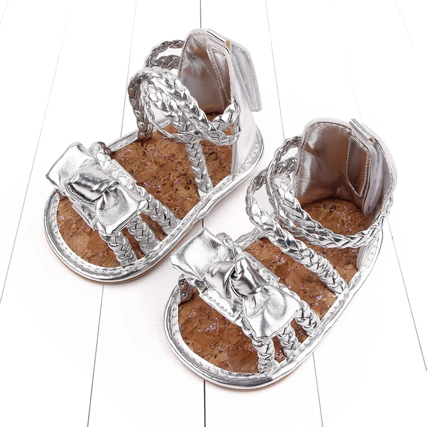 0-18Months Baby Boys Girls Bow Sandals Soft Non-Slip Rubber Sole Summer Flat Walking Shoes Infant First Walker Shoes