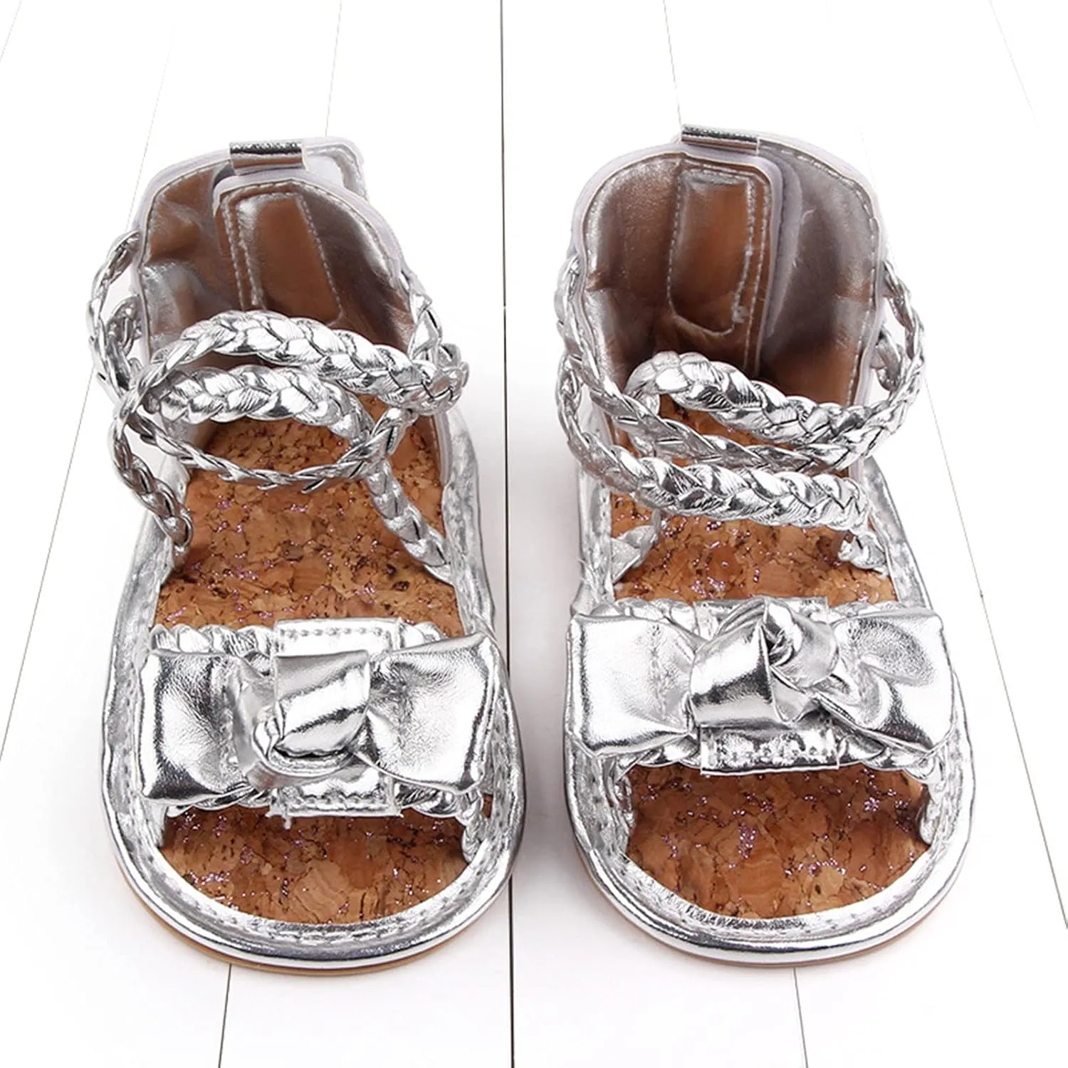 0-18Months Baby Boys Girls Bow Sandals Soft Non-Slip Rubber Sole Summer Flat Walking Shoes Infant First Walker Shoes