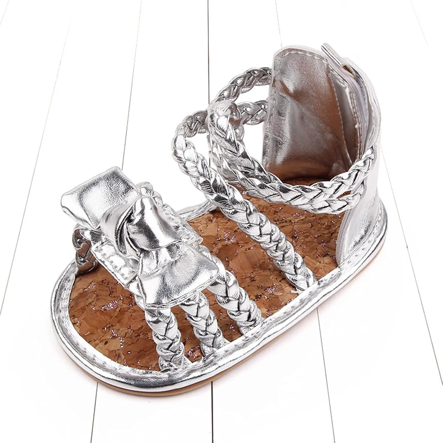 0-18Months Baby Boys Girls Bow Sandals Soft Non-Slip Rubber Sole Summer Flat Walking Shoes Infant First Walker Shoes