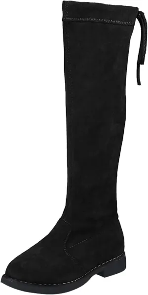 3 to 12 Years Round Toe Shoes for Baby Girls Soft Sole Shoes Boots Fashion Non Slip Breathable (Black, 2.5 Big Kids)