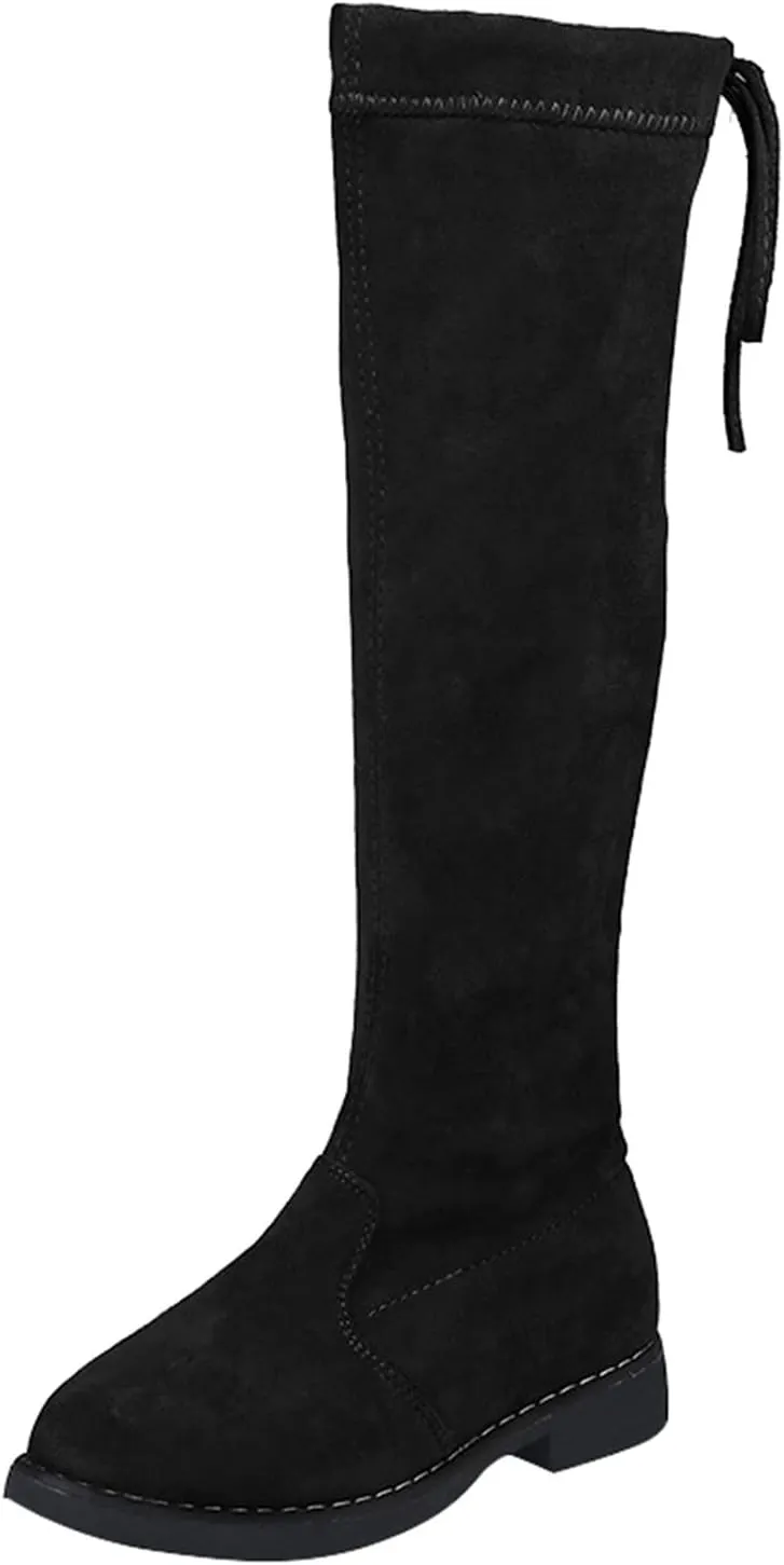3 to 12 Years Round Toe Shoes for Baby Girls Soft Sole Shoes Boots Fashion Non Slip Breathable (Black, 2.5 Big Kids)