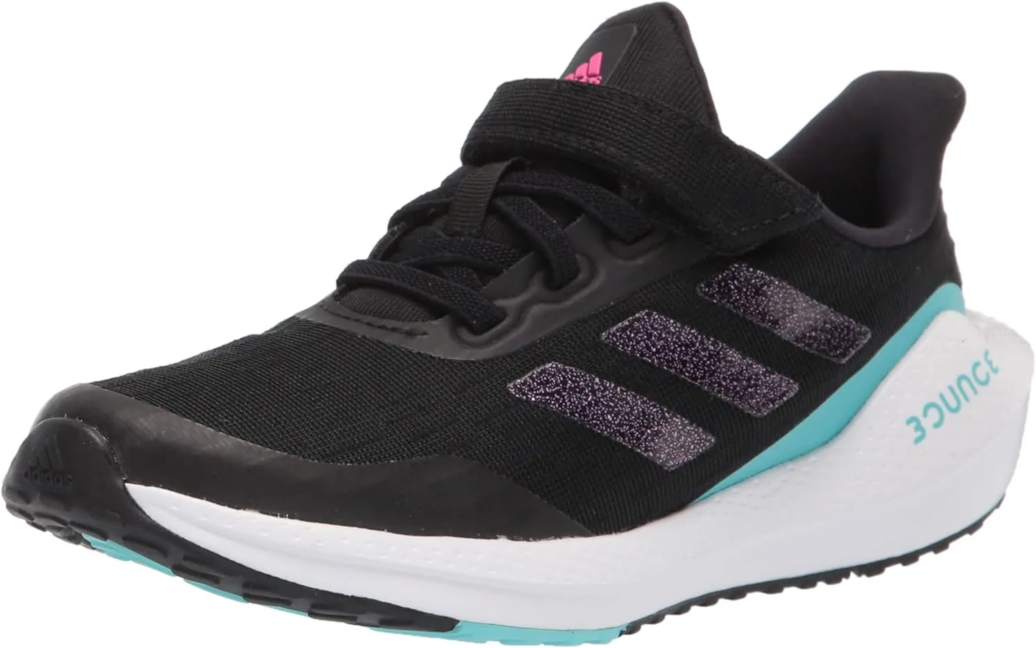 adidas Unisex-Baby EQ21 T5 Running Shoe, Black/Shock Pink/Pulse Aqua (Elastic), 6