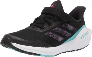 adidas Unisex-Baby EQ21 T5 Running Shoe, Black/Shock Pink/Pulse Aqua (Elastic), 6