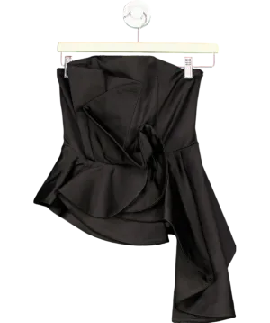 & Other Stories Black Asymmetric Ruffle Bandeau Top UK 6