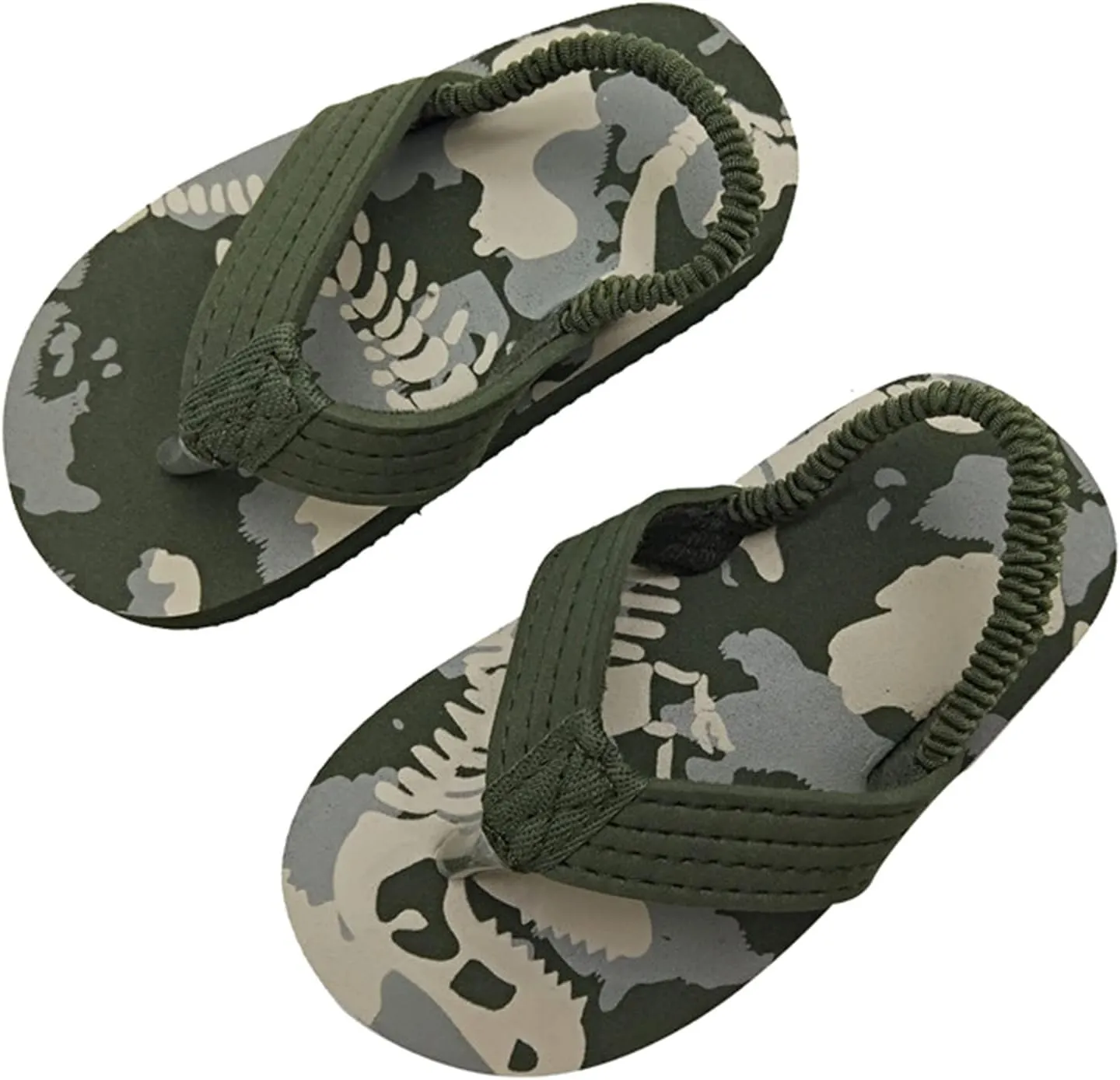 & Toddler Summer Shoes Boys Flip Elastic Strap Beach Girls with Adjustable for Kids Flip Flops Girls (Camouflage, 15-18Months)