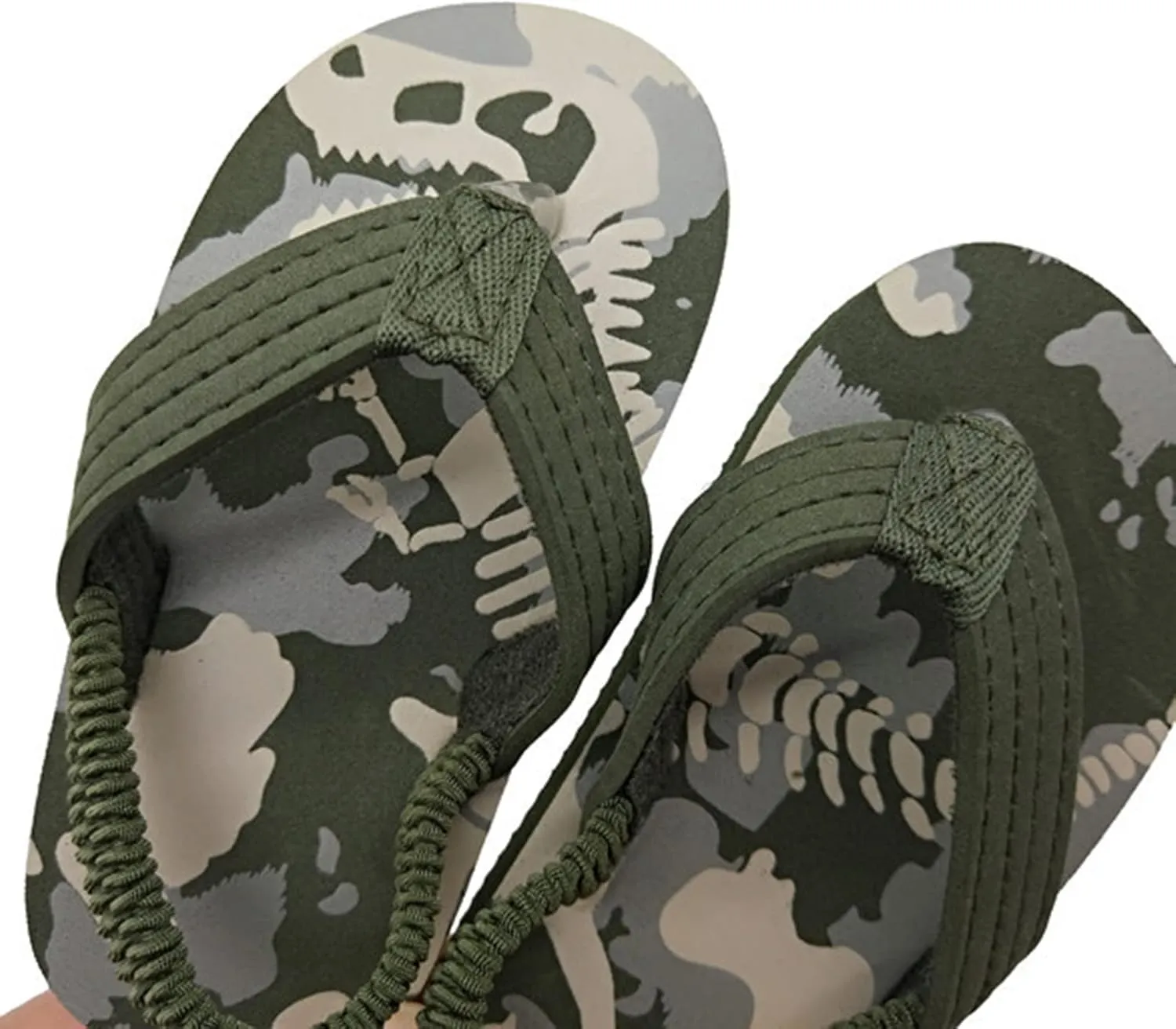 & Toddler Summer Shoes Boys Flip Elastic Strap Beach Girls with Adjustable for Kids Flip Flops Girls (Camouflage, 15-18Months)