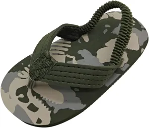 & Toddler Summer Shoes Boys Flip Elastic Strap Beach Girls with Adjustable for Kids Flip Flops Girls (Camouflage, 15-18Months)