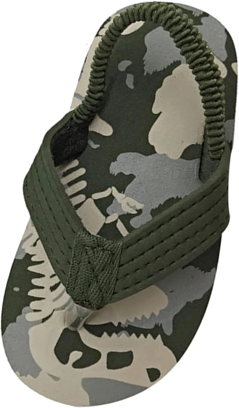 & Toddler Summer Shoes Boys Flip Elastic Strap Beach Girls with Adjustable for Kids Flip Flops Girls (Camouflage, 15-18Months)