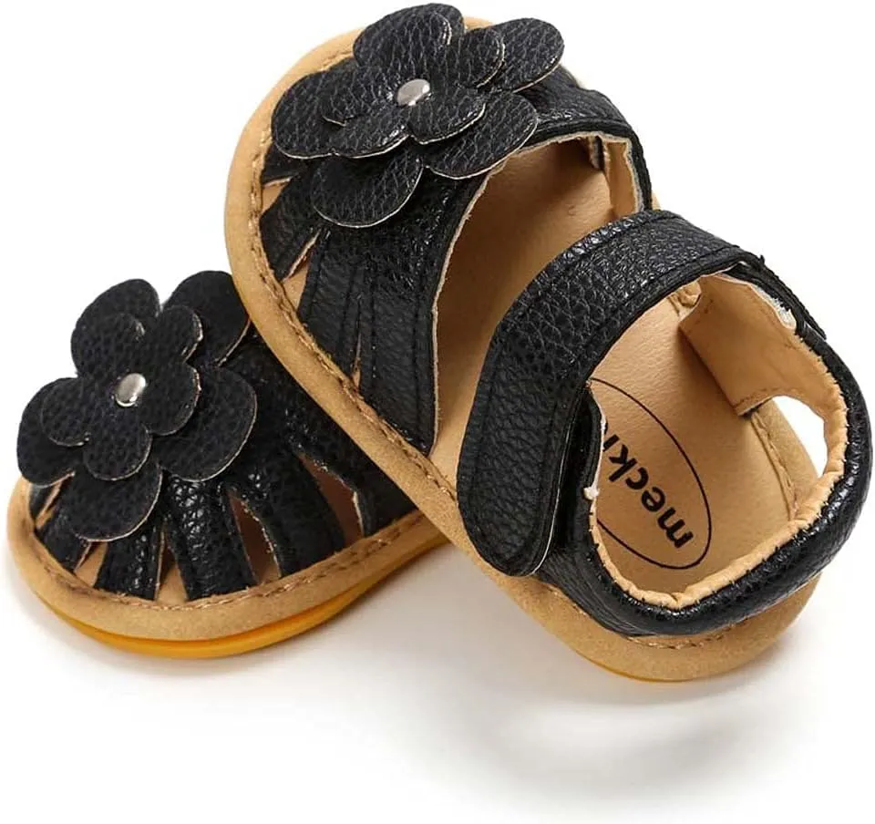 Baby Boy Girl Sandals Soft Sole Summer Flower Shoes Anti Slip Rubber Sole Newborn 0-18M Prewalker First Walking Shoes