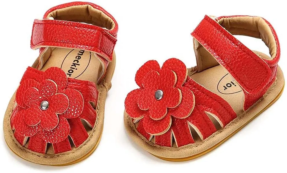 Baby Boy Girl Sandals Soft Sole Summer Flower Shoes Anti Slip Rubber Sole Newborn 0-18M Prewalker First Walking Shoes