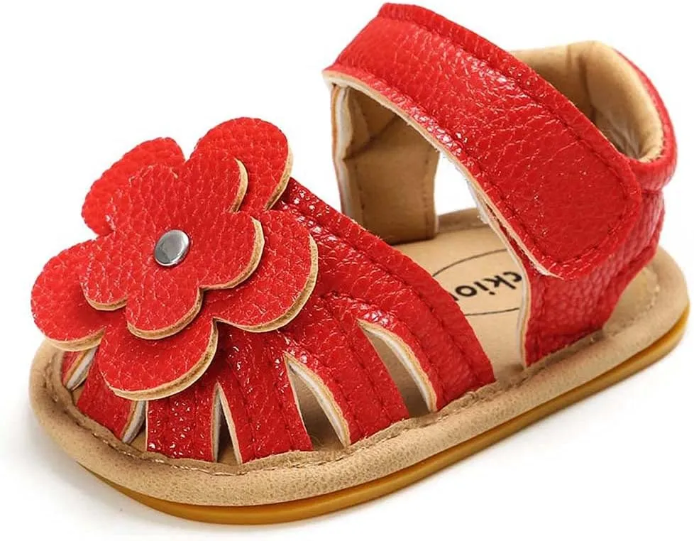 Baby Boy Girl Sandals Soft Sole Summer Flower Shoes Anti Slip Rubber Sole Newborn 0-18M Prewalker First Walking Shoes