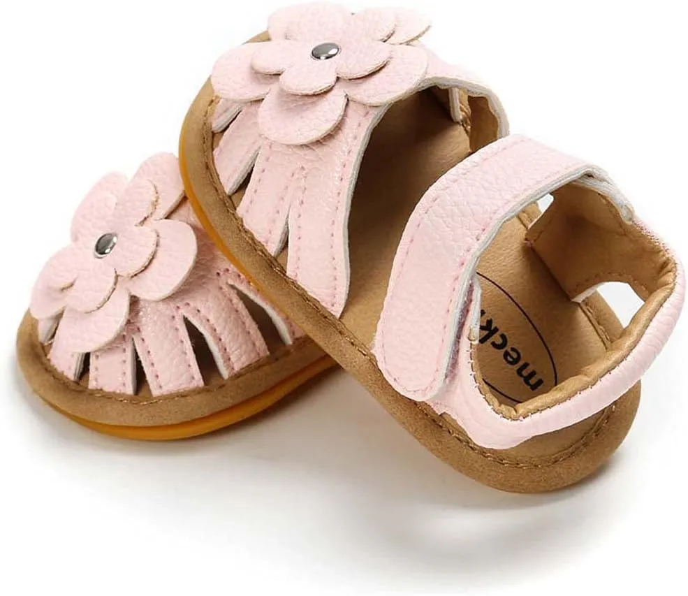 Baby Boy Girl Sandals Soft Sole Summer Flower Shoes Anti Slip Rubber Sole Newborn 0-18M Prewalker First Walking Shoes