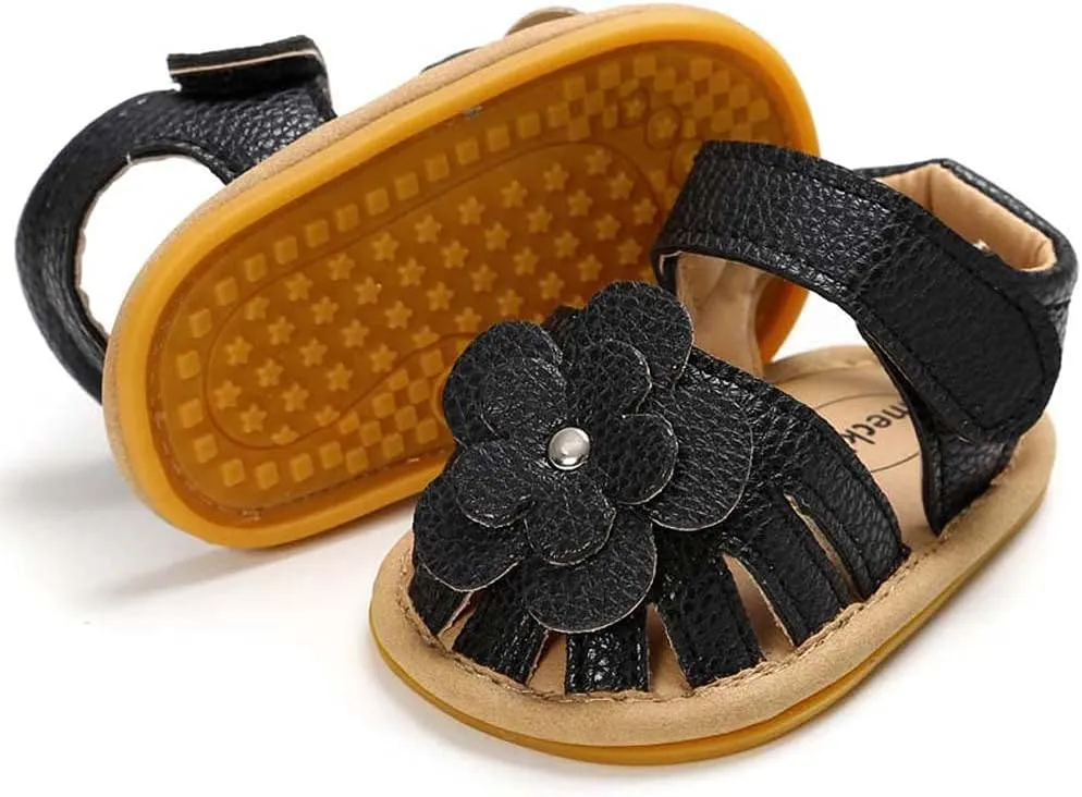 Baby Boy Girl Sandals Soft Sole Summer Flower Shoes Anti Slip Rubber Sole Newborn 0-18M Prewalker First Walking Shoes