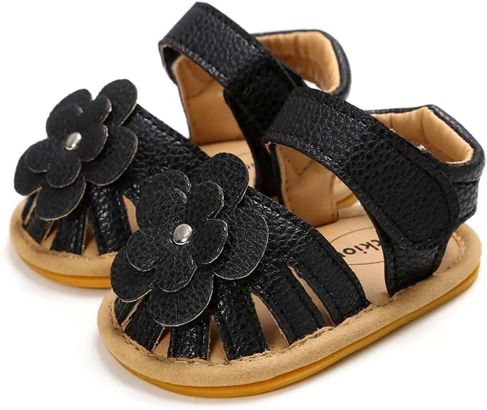 Baby Boy Girl Sandals Soft Sole Summer Flower Shoes Anti Slip Rubber Sole Newborn 0-18M Prewalker First Walking Shoes