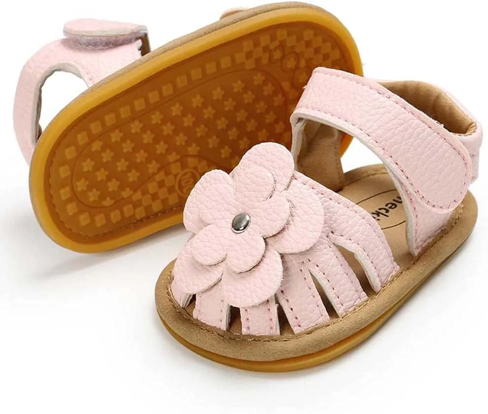 Baby Boy Girl Sandals Soft Sole Summer Flower Shoes Anti Slip Rubber Sole Newborn 0-18M Prewalker First Walking Shoes