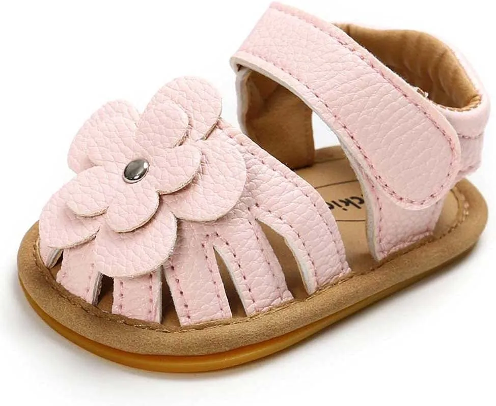 Baby Boy Girl Sandals Soft Sole Summer Flower Shoes Anti Slip Rubber Sole Newborn 0-18M Prewalker First Walking Shoes