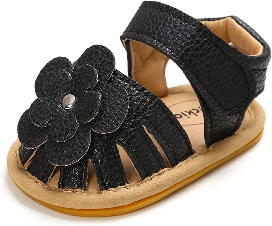 Baby Boy Girl Sandals Soft Sole Summer Flower Shoes Anti Slip Rubber Sole Newborn 0-18M Prewalker First Walking Shoes
