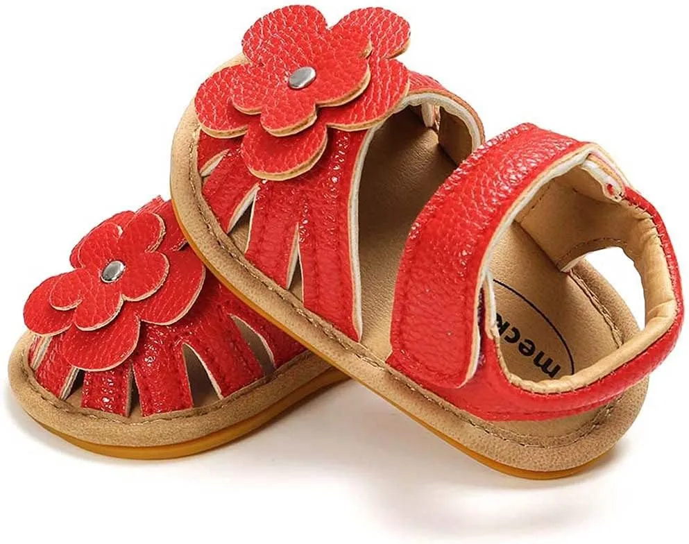 Baby Boy Girl Sandals Soft Sole Summer Flower Shoes Anti Slip Rubber Sole Newborn 0-18M Prewalker First Walking Shoes