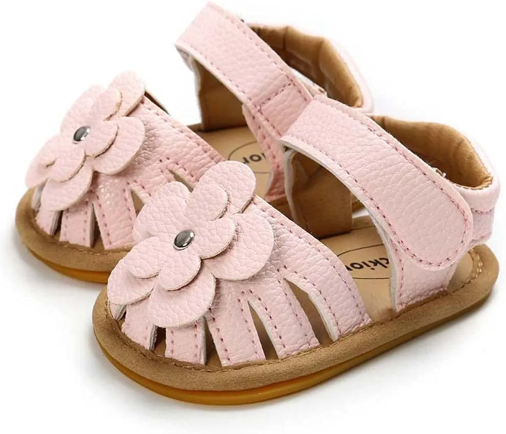 Baby Boy Girl Sandals Soft Sole Summer Flower Shoes Anti Slip Rubber Sole Newborn 0-18M Prewalker First Walking Shoes