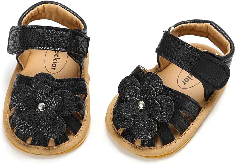 Baby Boy Girl Sandals Soft Sole Summer Flower Shoes Anti Slip Rubber Sole Newborn 0-18M Prewalker First Walking Shoes