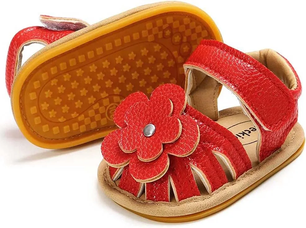 Baby Boy Girl Sandals Soft Sole Summer Flower Shoes Anti Slip Rubber Sole Newborn 0-18M Prewalker First Walking Shoes