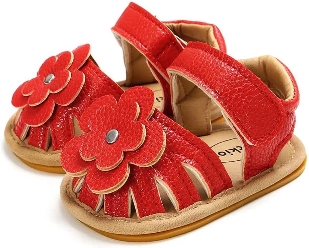 Baby Boy Girl Sandals Soft Sole Summer Flower Shoes Anti Slip Rubber Sole Newborn 0-18M Prewalker First Walking Shoes
