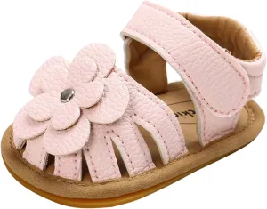 Baby Boy Girl Sandals Soft Sole Summer Flower Shoes Anti Slip Rubber Sole Newborn 0-18M Prewalker First Walking Shoes