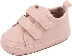 Baby Boys Girls Anti-Slip Sneakers Newborn Toddler Soft Slip On First Walking Leather Shoes for Outdoor Indoor