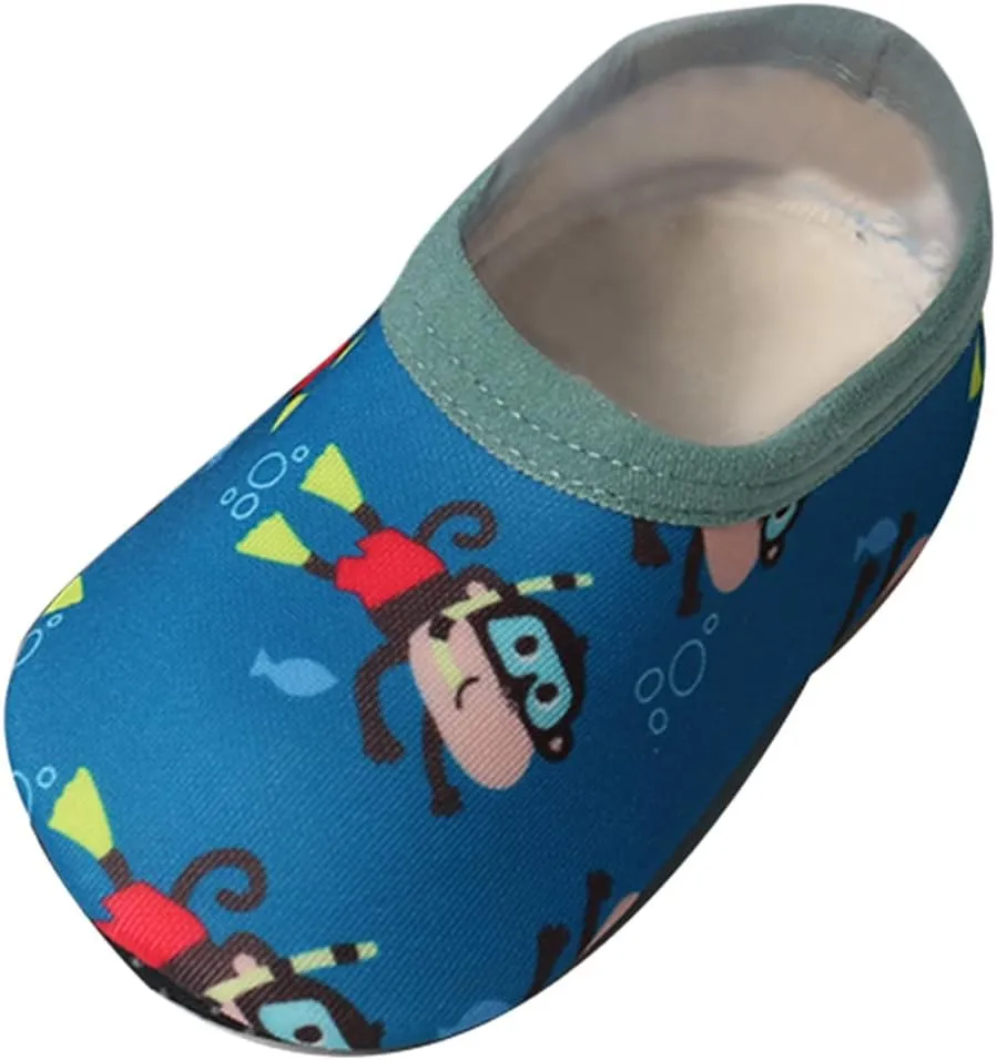 Baby Boys Girls Cartoon Floor Socks Barefoot Aqua Socks Non-Slip Shoes Toddler Anti-Slip Soft Sole Flats Shoes 0-6 Years (1-Brown, 2.5-3Years)