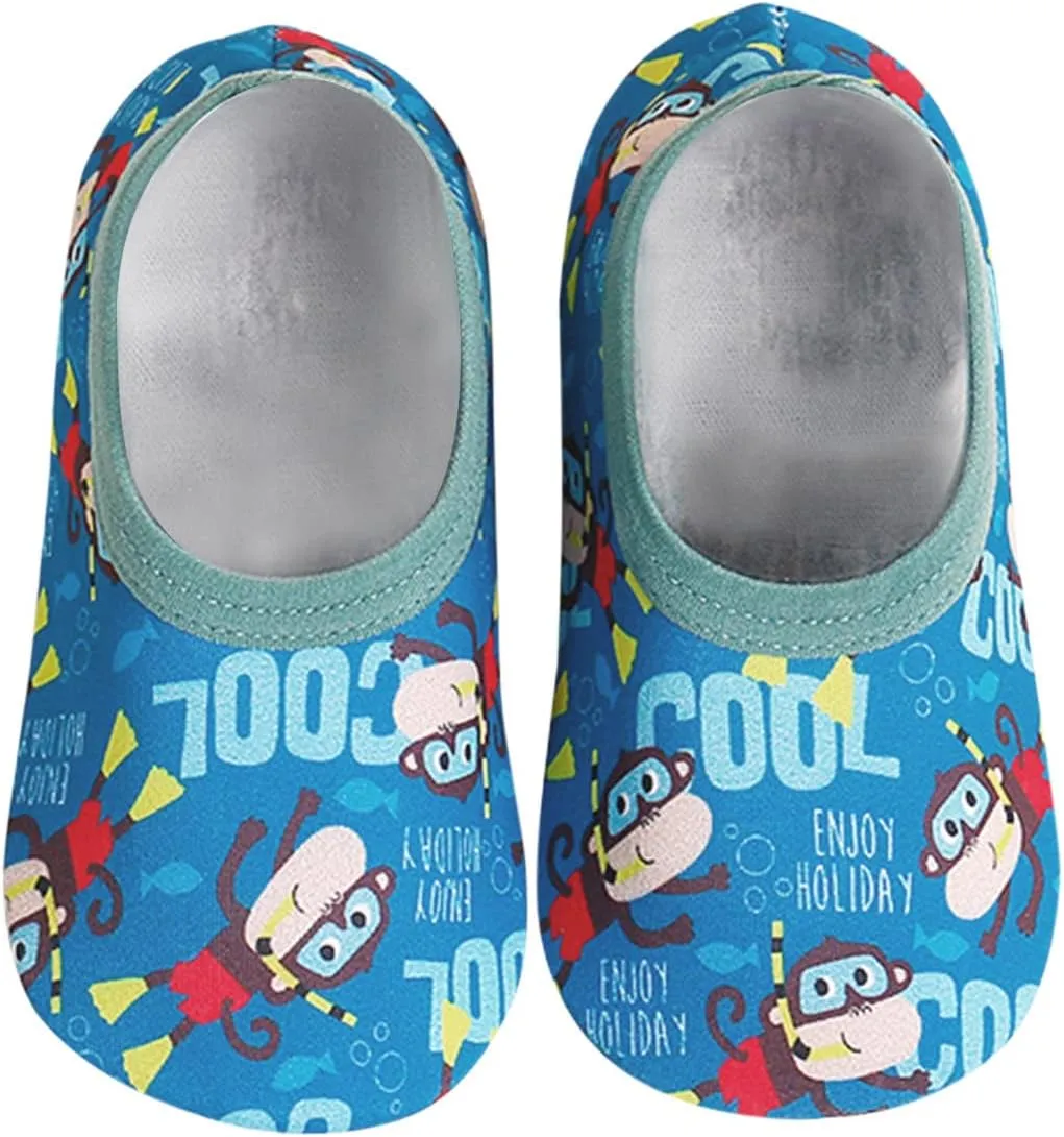 Baby Boys Girls Cartoon Floor Socks Barefoot Aqua Socks Non-Slip Shoes Toddler Anti-Slip Soft Sole Flats Shoes 0-6 Years (1-Brown, 2.5-3Years)