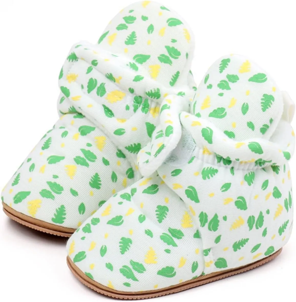Baby Boys Girls Cozy Booties Toddle Leaves Pattern House Slippers Indoor Soft Sole Fleece Faux  Lined Shoes