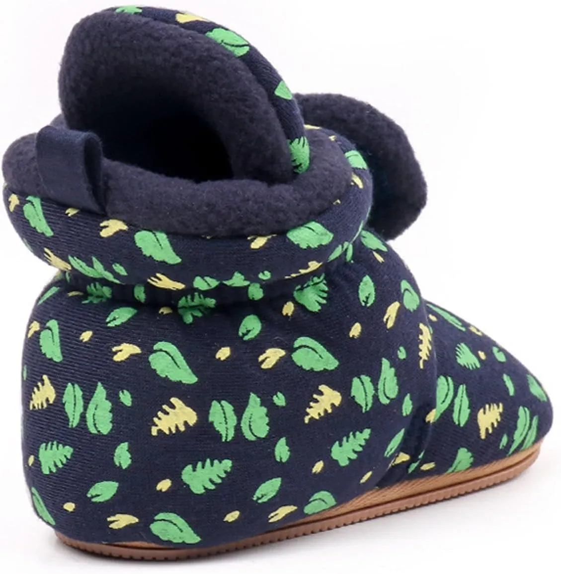 Baby Boys Girls Cozy Booties Toddle Leaves Pattern House Slippers Indoor Soft Sole Fleece Faux  Lined Shoes