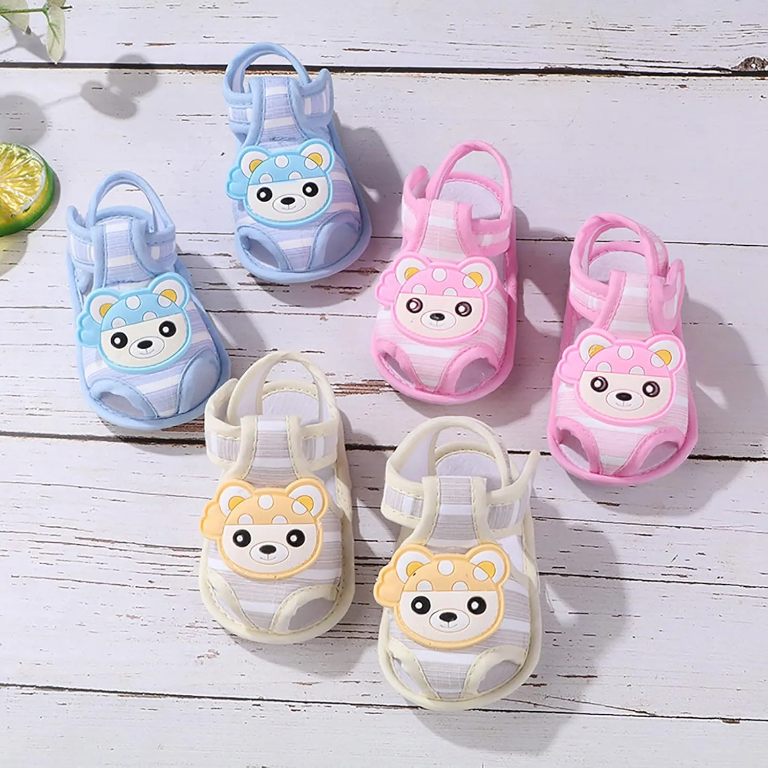 Baby Boys Girls Cute Cartoon Sandals Infant Soft Sole Closed Toe Anti Slip Lightweight Fuzzy Slippers for Summer