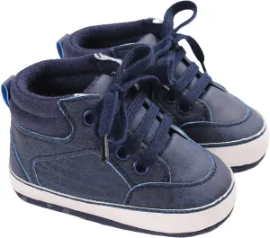 Baby Boys Girls High Top Sneakers Ankle PU Leather Non-Slip Soft Rubber Sole Infant Booties First Walking Shoes