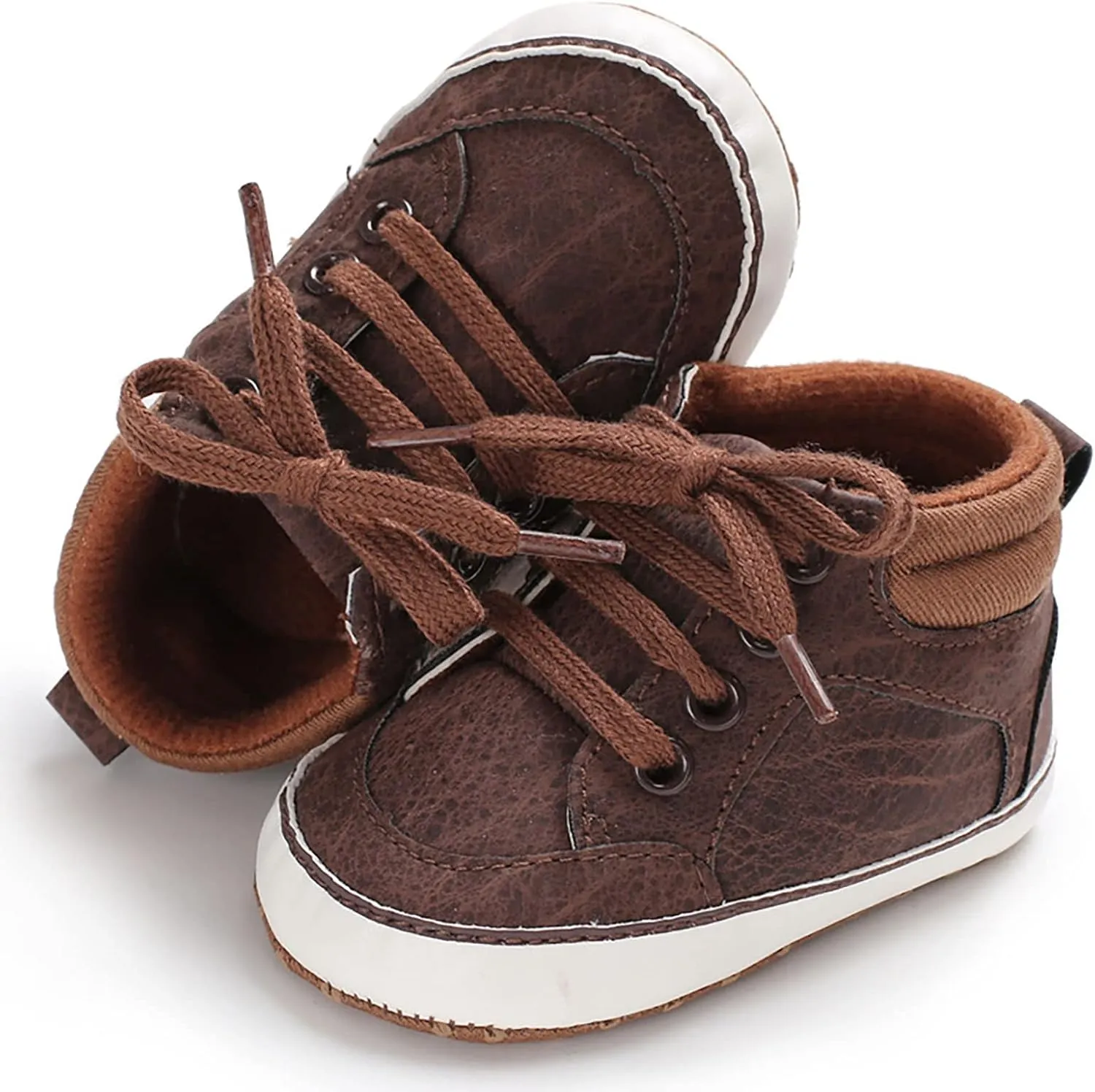 Baby Boys Girls High Top Sneakers Soft Soles Anti Slip Ankle Shoes Infant Toddler Flat Bottom First Walking Shoes Baby