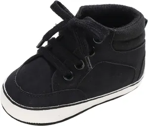 Baby Boys Girls High Top Sneakers Soft Soles Anti Slip Ankle Shoes Infant Toddler Flat Bottom First Walking Shoes Baby