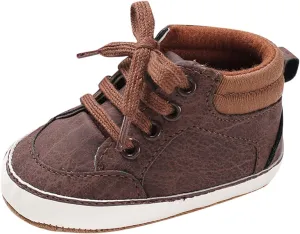 Baby Boys Girls High Top Sneakers Soft Soles Anti Slip Ankle Shoes Infant Toddler Flat Bottom First Walking Shoes Baby