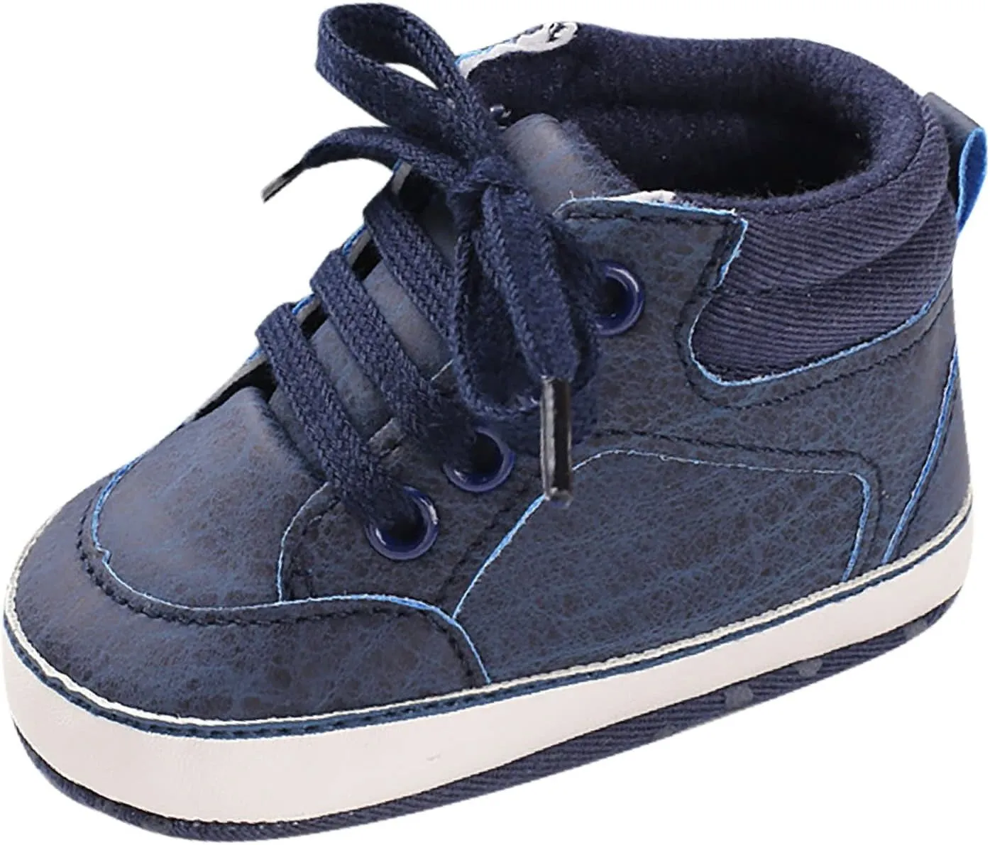 Baby Boys Girls High Top Sneakers Soft Soles Anti Slip Ankle Shoes Infant Toddler Flat Bottom First Walking Shoes Baby