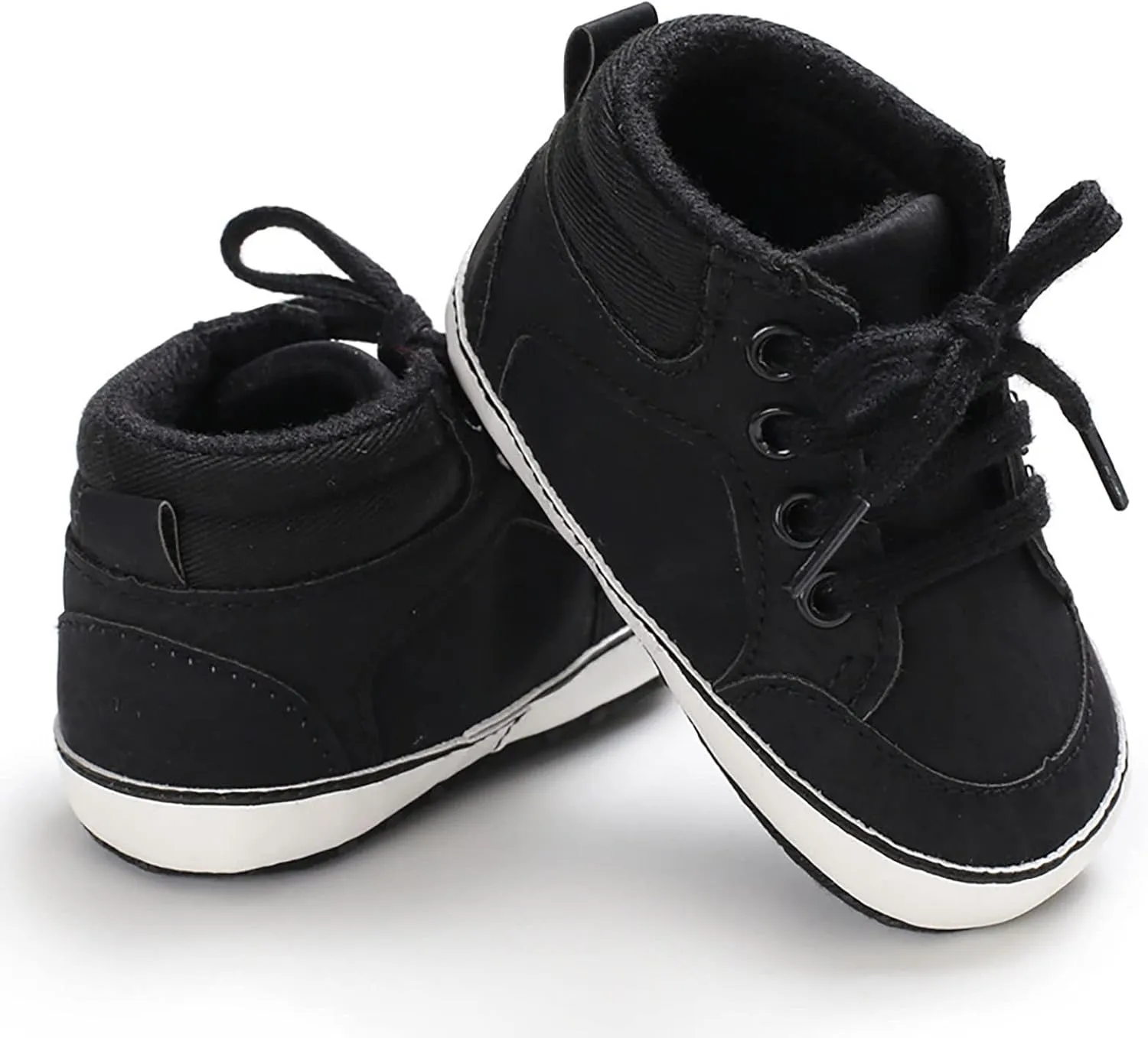 Baby Boys Girls High Top Sneakers Soft Soles Anti Slip Ankle Shoes Infant Toddler Flat Bottom First Walking Shoes Baby