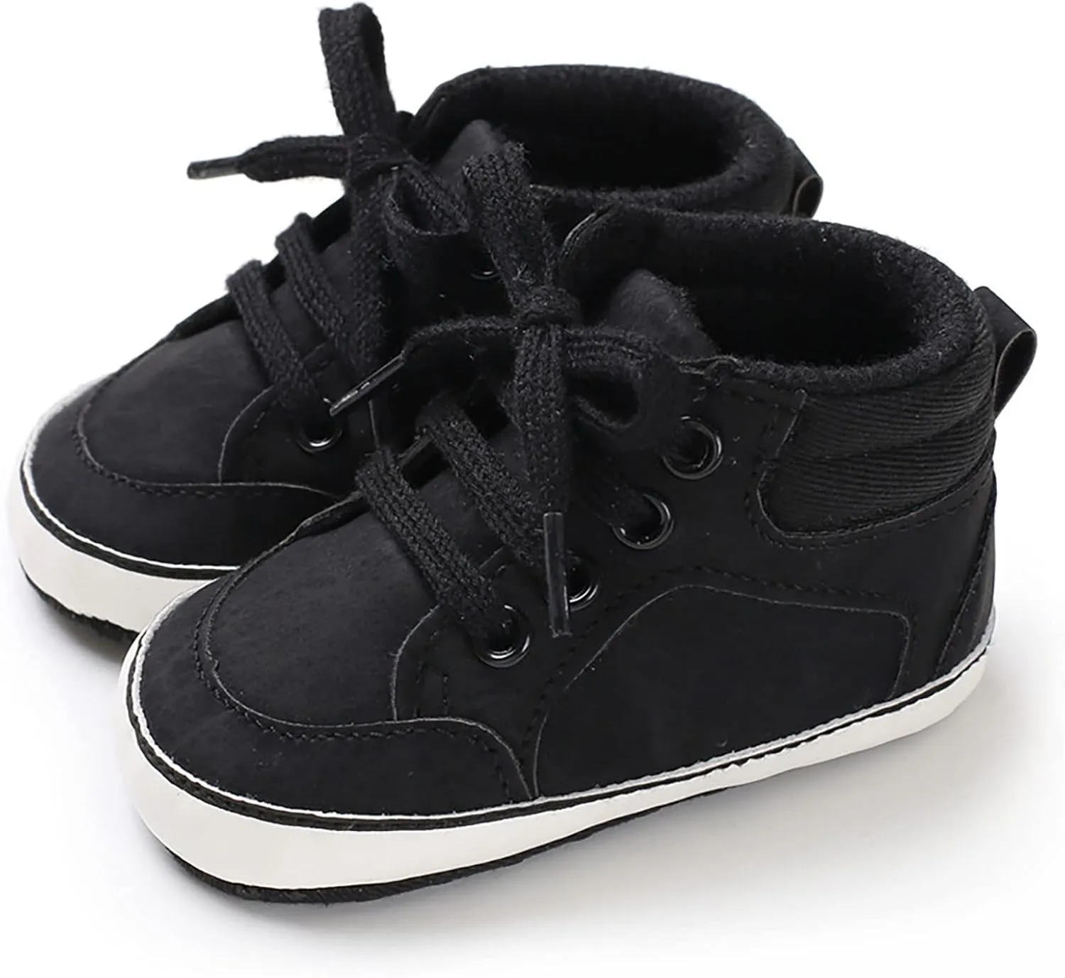 Baby Boys Girls High Top Sneakers Soft Soles Anti Slip Ankle Shoes Infant Toddler Flat Bottom First Walking Shoes Baby