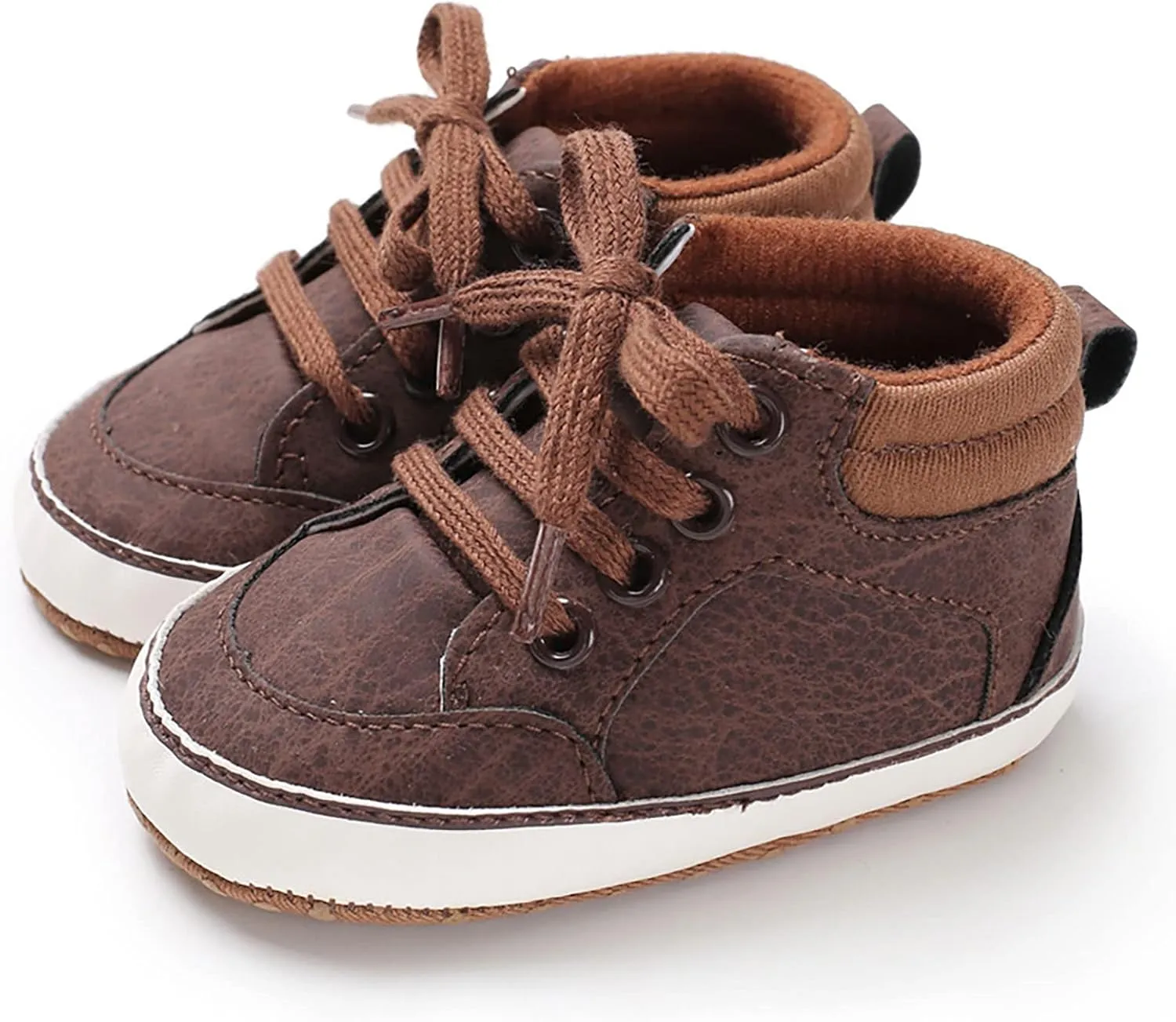 Baby Boys Girls High Top Sneakers Soft Soles Anti Slip Ankle Shoes Infant Toddler Flat Bottom First Walking Shoes Baby