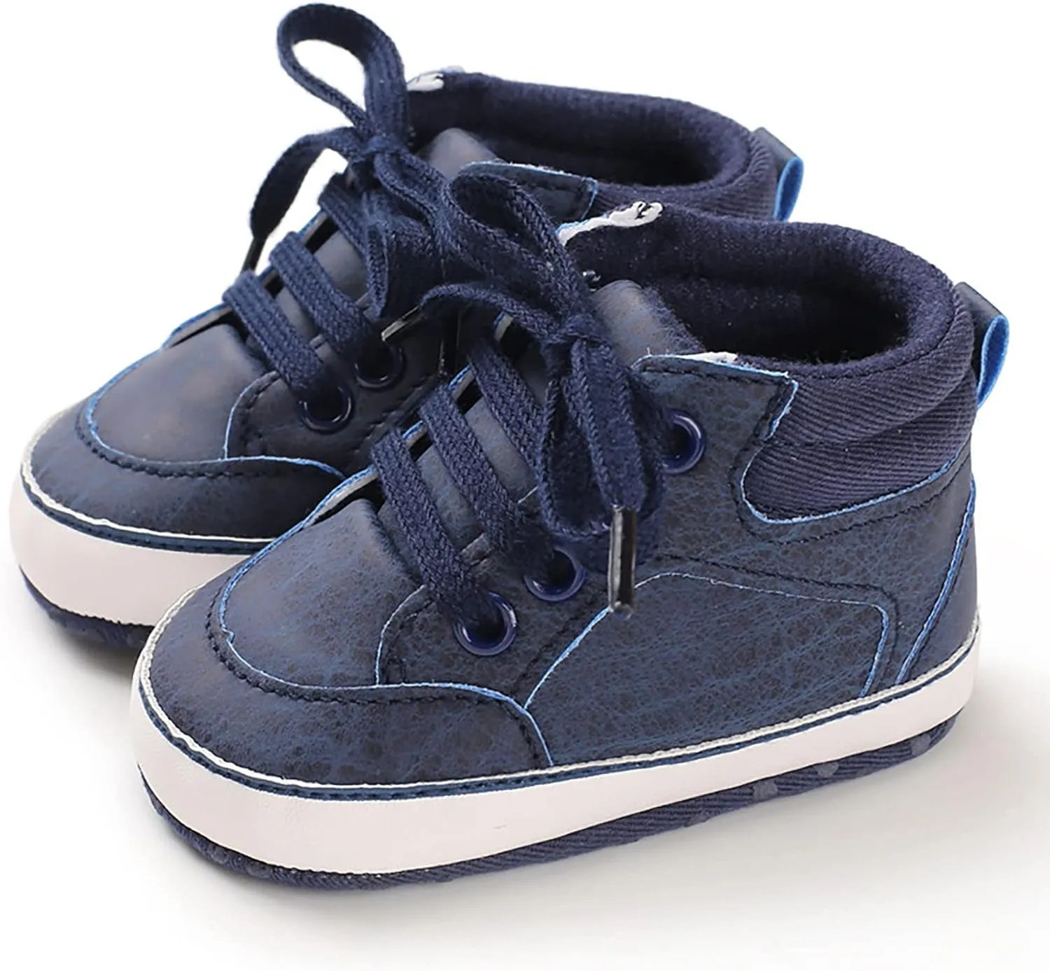 Baby Boys Girls High Top Sneakers Soft Soles Anti Slip Ankle Shoes Infant Toddler Flat Bottom First Walking Shoes Baby