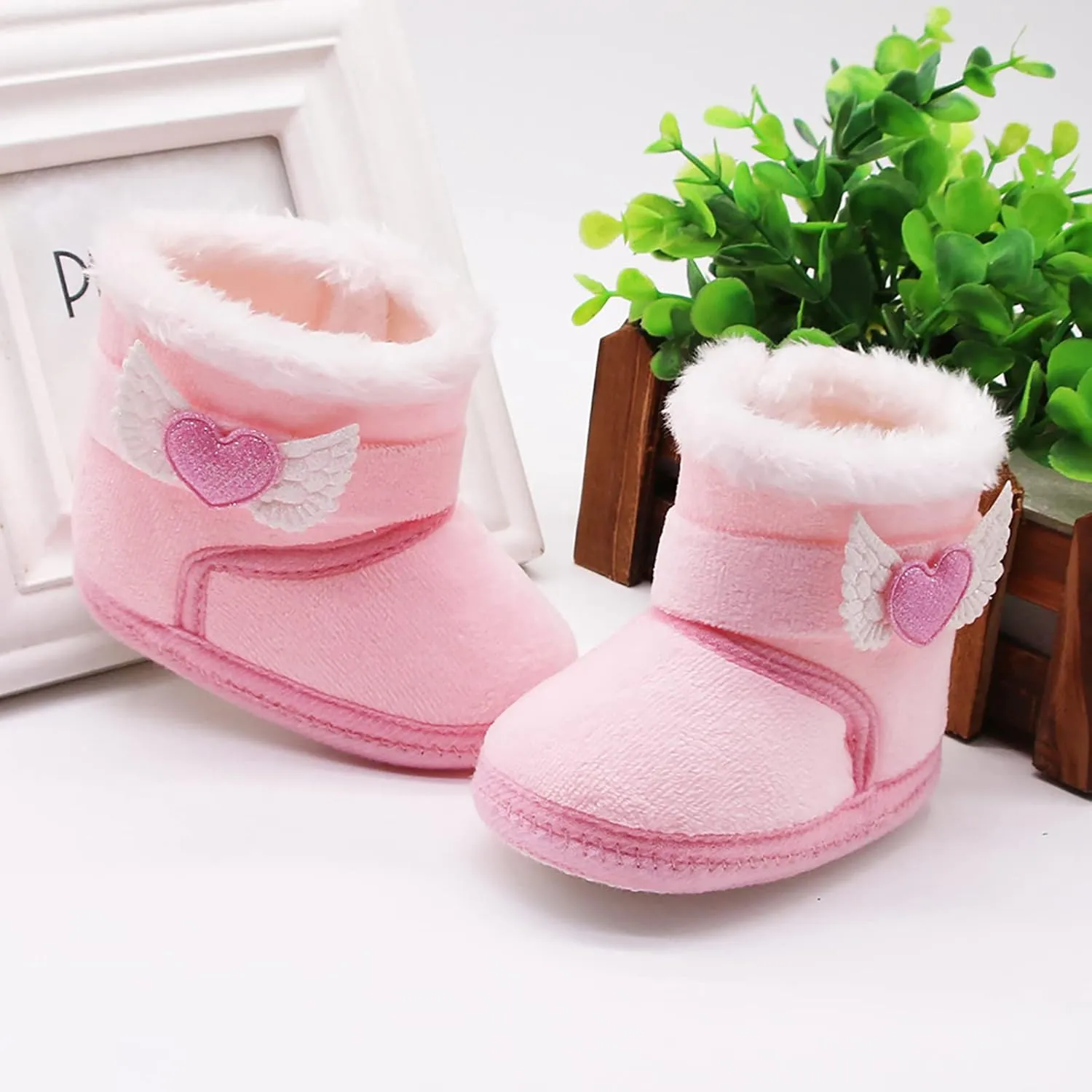 Baby Boys Girls Snow Boots Fur Lined Non Slip Soft Sole Toddler First Walker Winter Warm Crib Shoes Waterproof
