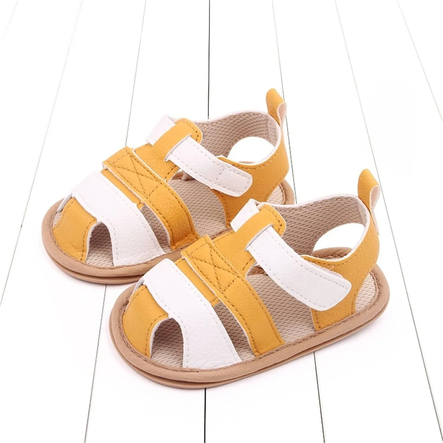 Baby Boys Girls Squeaky Sandals Infant Toddler Closed-Toe Anti-Slip Premium Rubber Sole First Walkers Rome Shoes