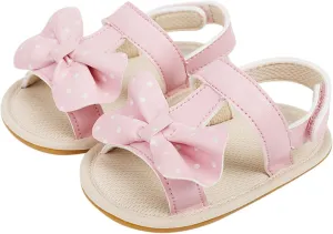 Baby Boys Girls Summer Sandals Non-Slip Soft Sole Infant Slippers Leather Crib Shoes for Toddler First Walkers 0-18M (Pink-03#WER, 12 Months)