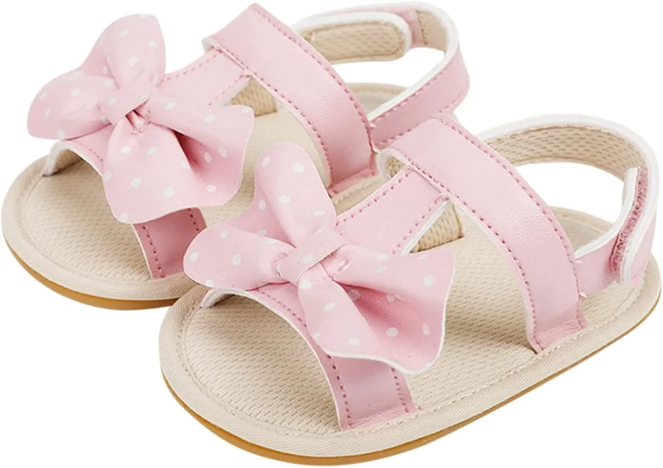 Baby Boys Girls Summer Sandals Non-Slip Soft Sole Infant Slippers Leather Crib Shoes for Toddler First Walkers 0-18M (Pink-03#WER, 12 Months)