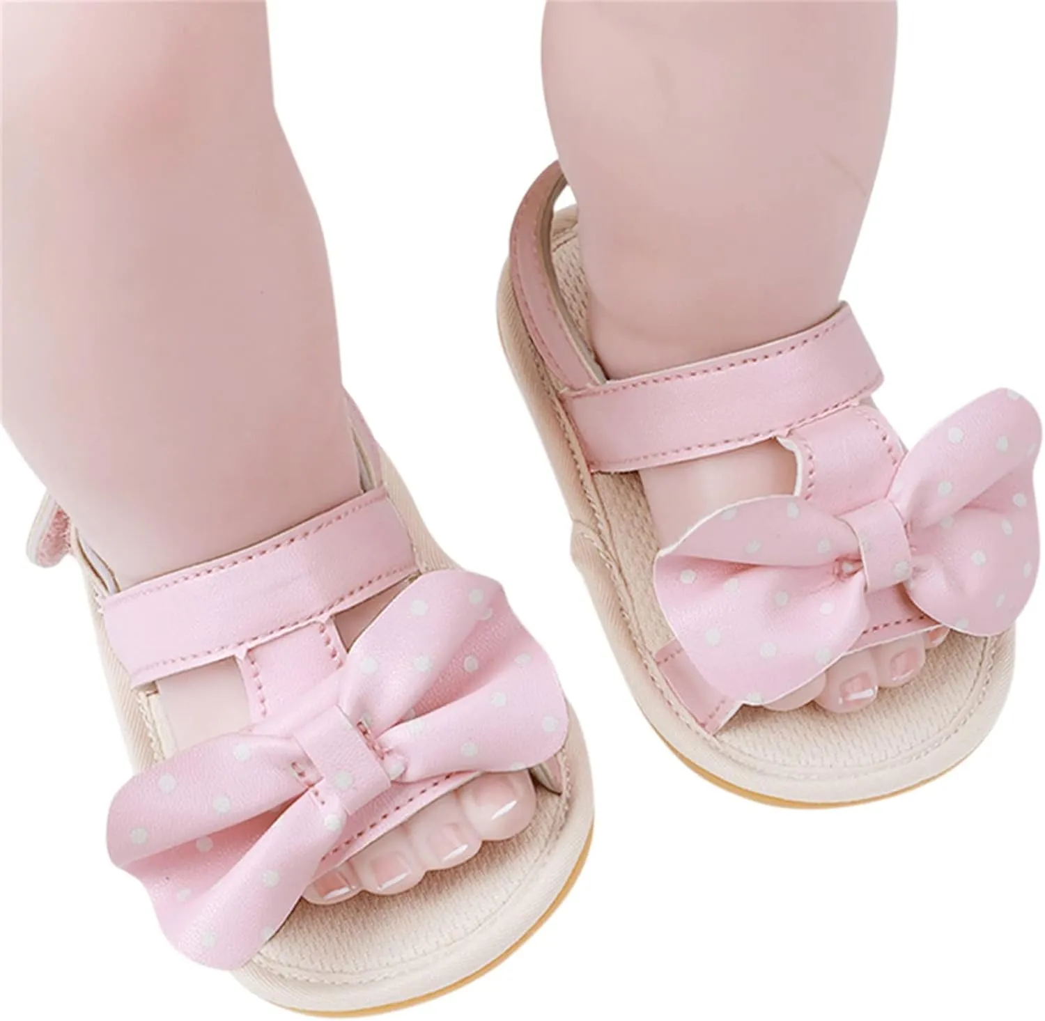 Baby Boys Girls Summer Sandals Non-Slip Soft Sole Infant Slippers Leather Crib Shoes for Toddler First Walkers 0-18M (Pink-03#WER, 12 Months)