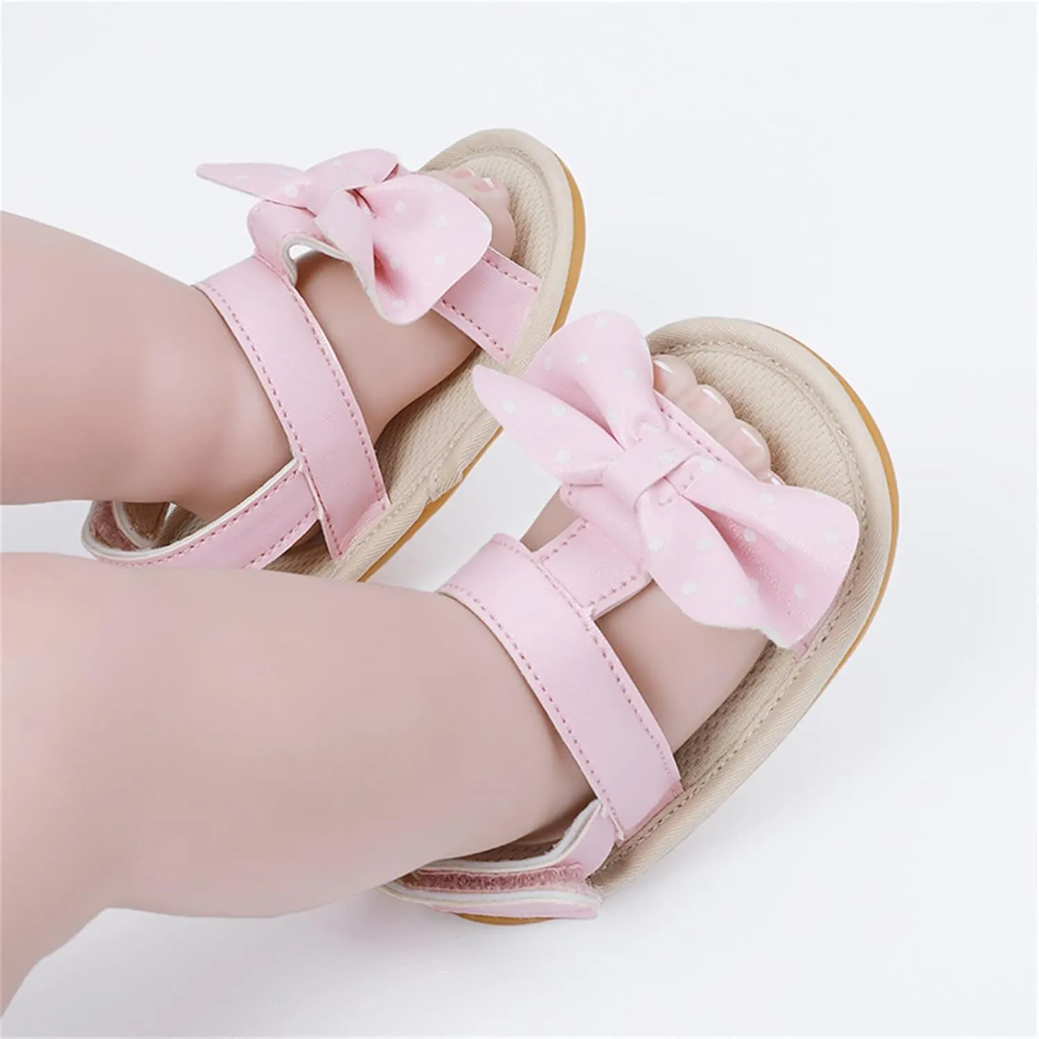 Baby Boys Girls Summer Sandals Non-Slip Soft Sole Infant Slippers Leather Crib Shoes for Toddler First Walkers 0-18M (Pink-03#WER, 12 Months)