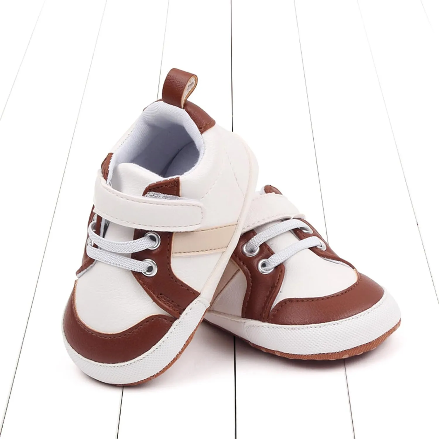 Baby Boys Leather First Walking Sneakers Toddler Girls Infant Anti-Slip Rubber Sole Lightweight First Step Shoes