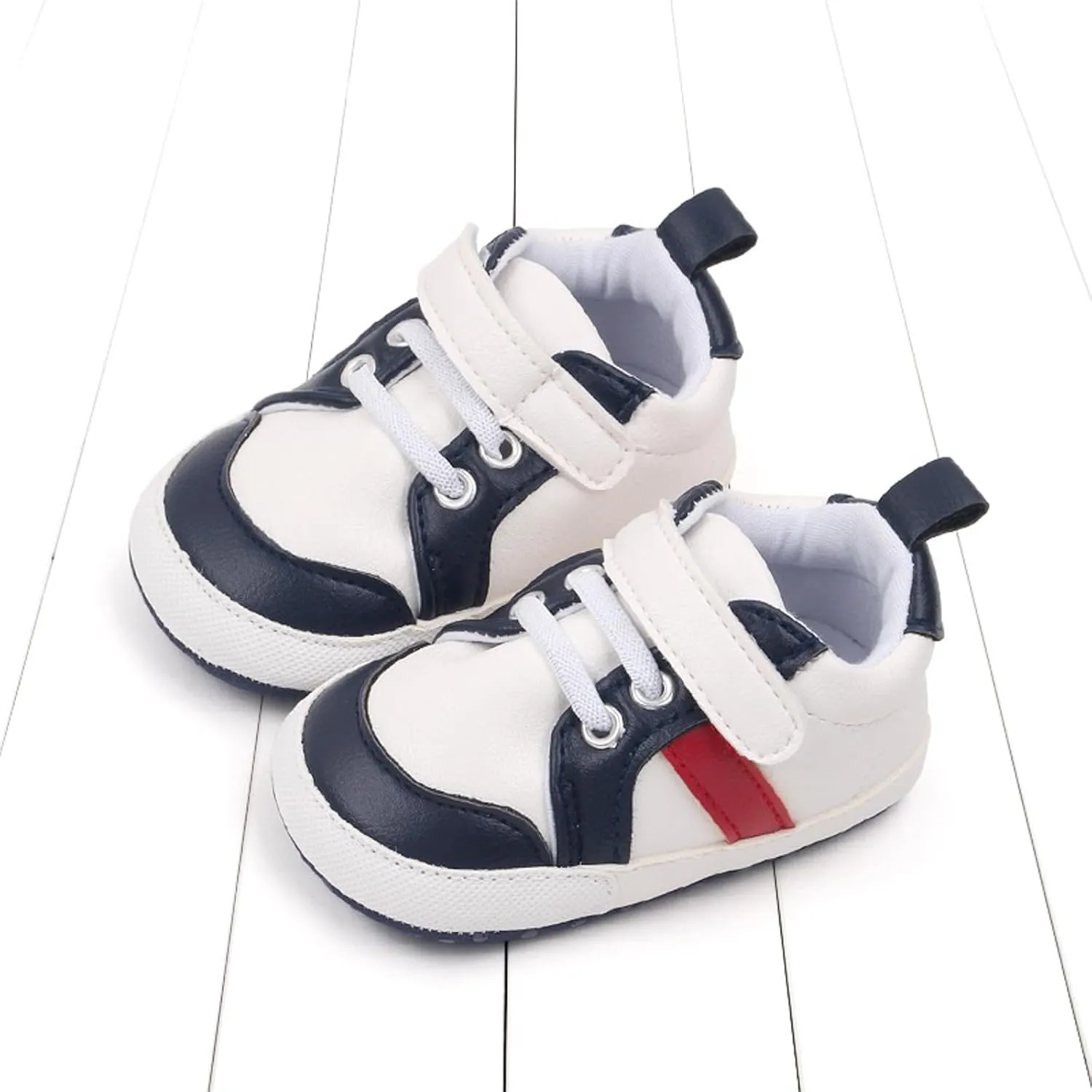 Baby Boys Leather First Walking Sneakers Toddler Girls Infant Anti-Slip Rubber Sole Lightweight First Step Shoes